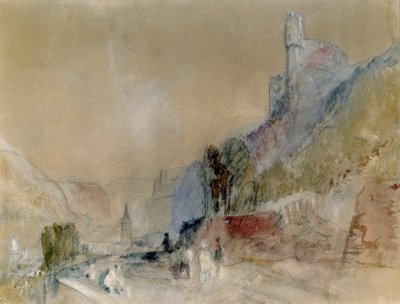 Die Clemenskapelle mit Burg Rheinstein und Burg Reichenstein von Joseph Mallord William Turner